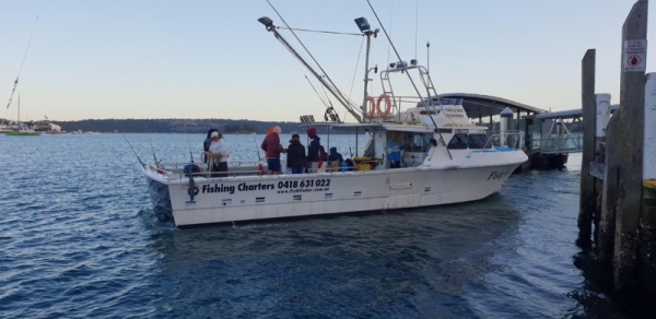 Fishfinder Charter boat is a fast, 45ft. Harriscraft from Western Australia